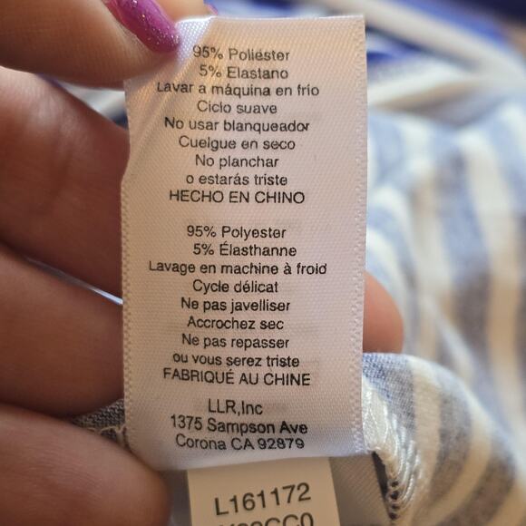 Lularoe Tunic Top Women XS Blue White Striped Jana Short Sleeve High Low Hem NEW - Picture 6 of 10